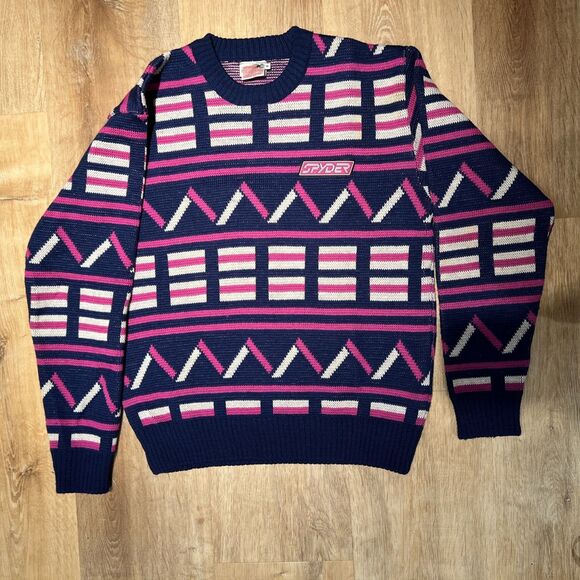 Vintage 1990's Men's SPYDER 100% Wool Active Boulder Ski Sweater Pullover Size M - Picture 10 of 16